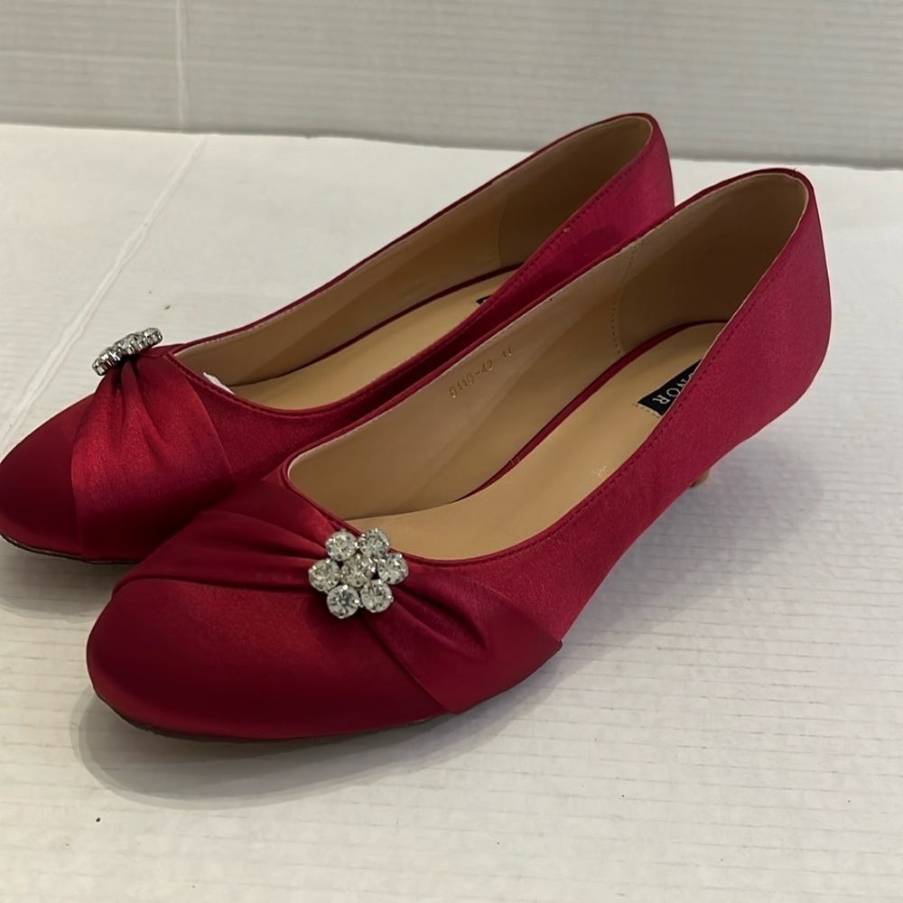 ERIJUNOR Women Comfortable Low Heel Wedding Prom Shoes Sz Sz 11  >